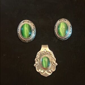 925 Silver Pendant and Earring Set VINTAGE